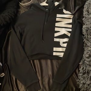 Cropped Light weight long Sleeve with hood, Pink, Size: XS